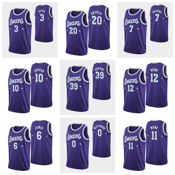 

los angeles's men lakers's 2021 basketball avery bradley kendrick nunn deandre lebron anthony russell dwight westbrook howard 75th, Black;red