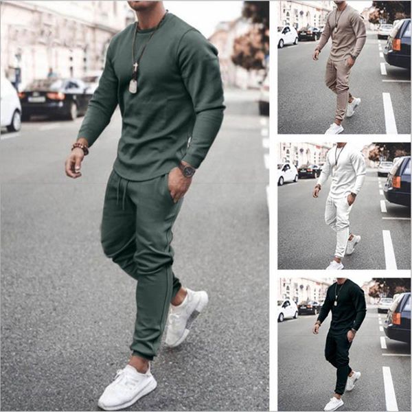 

men's tracksuits 2021 spring and autumn european american style long-sleeved trousers casual two-piece trendy multi-color clothing, Gray