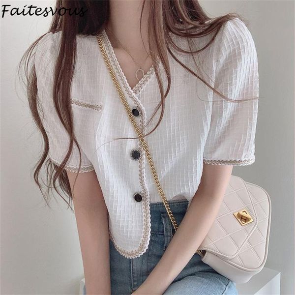 

women's suits & blazers summer french white women korean chic three button loose cardigan v-neck cropped coats female, White;black