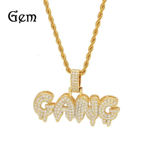 

hip hop water drop zircon letter pendant, Silver