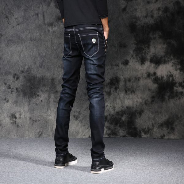

2021 new primavera novo inglaterra estilo lpis ps jeans, moda casual magro longos, tamanho e boto jeans masculino 27-36 preto azul yo2i, Black