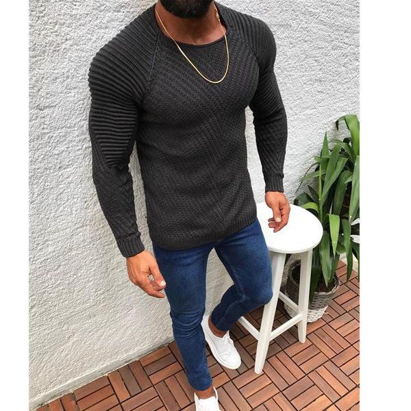 

men's sweaters 2021 cotton pullover o-neck sweater fashion solid color winter slim men navy knitwear, White;black