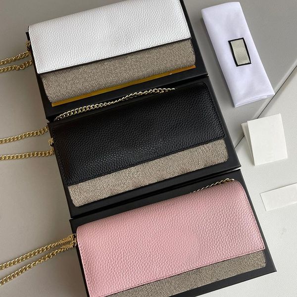 

purse 2021 fashion women's chain long mobile clip classic zipper, White