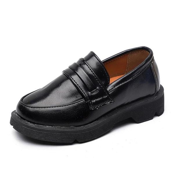 

boys girls leather shoes for kids wedding show school dress flats shoes light classic children performance loafer moccasins, Black;grey