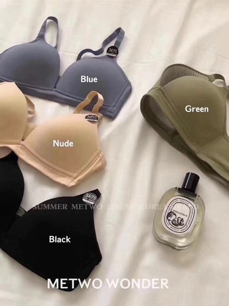 

metwo zero sense island triangle cup bra seamless wireless spaghetti-strap beauty back big and small chests bra for women, Red;black