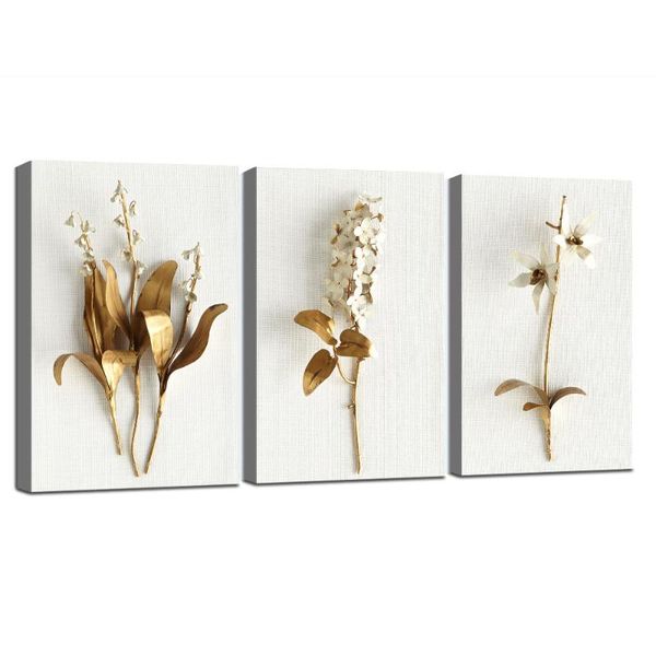 

paintings framed nordic wall art minimalism decorative picture poster print gold metallic flowers modern canvas painting living room decor