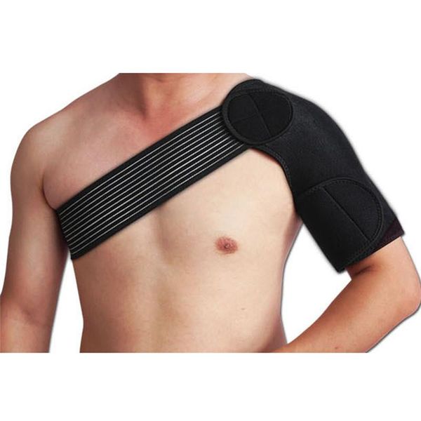 

back support adjustable neoprene shoulder brace strap arthritis sports dislocation pain, Black;blue