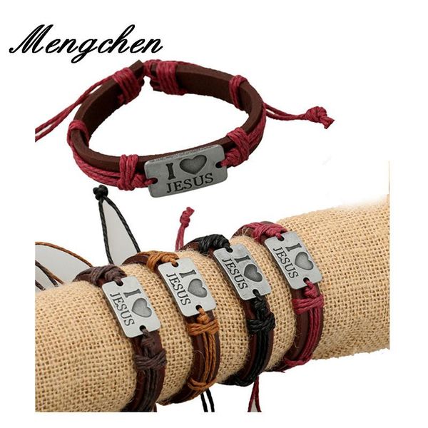 

charm bracelets i love jesus genuine leather bracelet cuff braided wrap & bangles fashion for women men gifts, Golden;silver