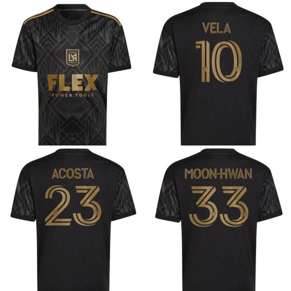 

2022 los angeles fc soccer jersey lafc #9 rossi #10 vela home away uniform mens #7 blessing moon-hwan kaye football shirt, Black;yellow