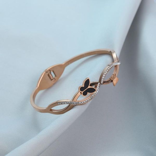 

charm bracelets stainless steel bracelet non-fading hollow crystal diamond butterfly jewelry bangle designer chrams, Golden;silver