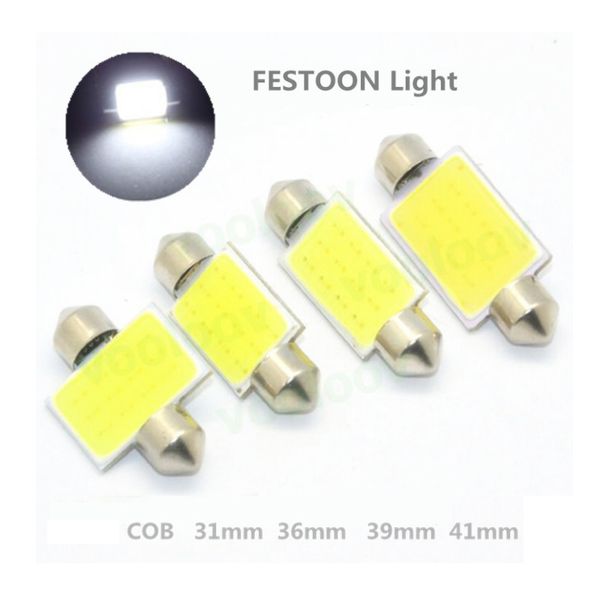 

50pcs white festoon led cob bulbs 31mm 36mm 39mm 41mm car bulb for auto dome map reading license plate lights 12v 24v