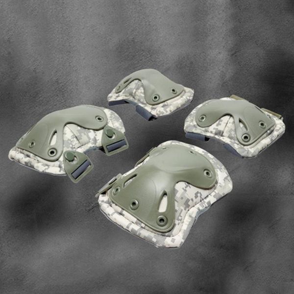 

elbow & knee pads 4pcs tactical army skating roller protective gear set cycling protect, Black;gray