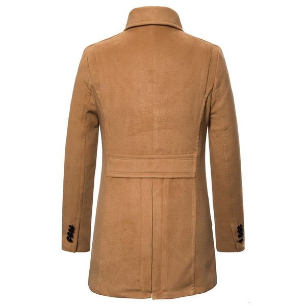 

new 2021 winter slim fit man coat casual hign neck men wool overcoat clothing jhz6, Black