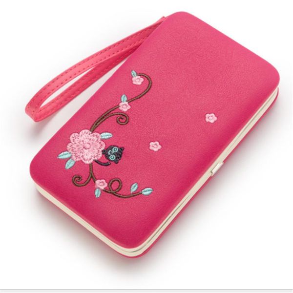 

wallets phone bag coin money purse holder pu leather women female standard zipper long as picture casual, Red;black