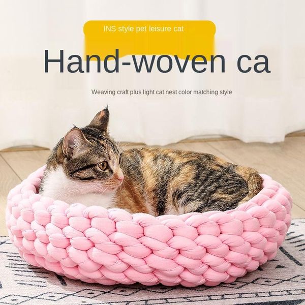 

cat beds & furniture pet hand woven cat's nest comfortable and breathable four seasons dog's filling cotton denim washable dog pro