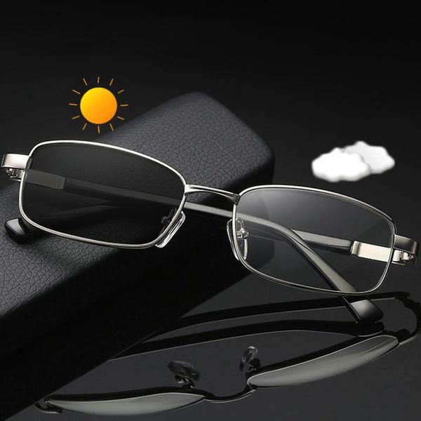 

sunglasses metal pochromic reading glasses men women full frame presbyopic optical magnifier eyeglasses diopter +150 +200, White;black