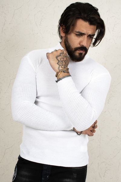 

half turtleneck striped knitted sweater 2100015 6cbt, Black