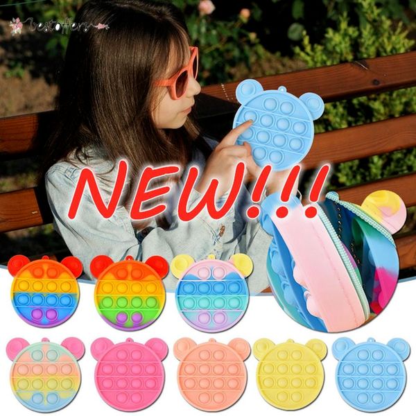 

wholesale price cute bag fidget toys reliver stress toy rainbow push bubble simpl dimmer antistress toy children sensory game toy backpack j