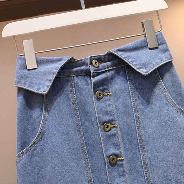 

hip hop 2021 new large size women's dress 200 jin spring fat mm age reduction, foreign style, thin denim skirt fashion k, Blue