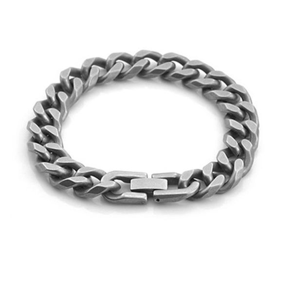 

link, chain vintage mens biker stainless steel cuban bangle bracelet, Black