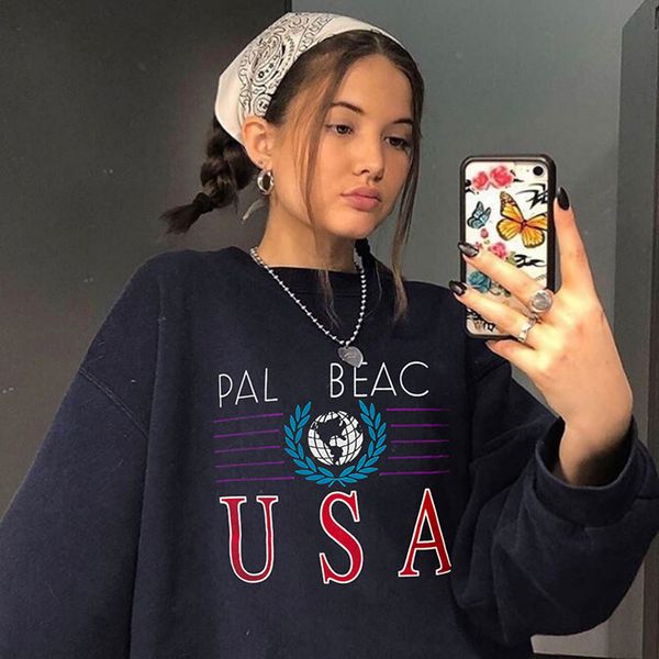 

2021 vintage print hoodie women casual chic cotton long sleeve o neck hoodies autumn all-match new graphic sweatshirt tghh, Black