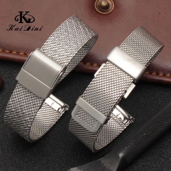 

watch bands for ar11128ar1955/1957 women's milan stainless steel bracelet universal butterfly buckle simple mesh strap 14mm, Black;brown