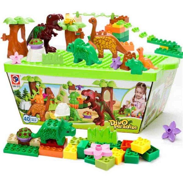 

new puzzle mosaic large particle building block dinosaur paradise series 40 bucket children's early education toys