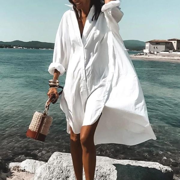 

women's swimwear summer beach shirt cover-ups long sleeve blouse bikini beachwear skirts cover-up, White;black