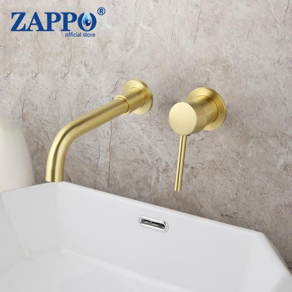 

zappo wall mounted bathroom basin sink faucet solid brass & cold water mixer golden bathtub faucet brushed golden tap
