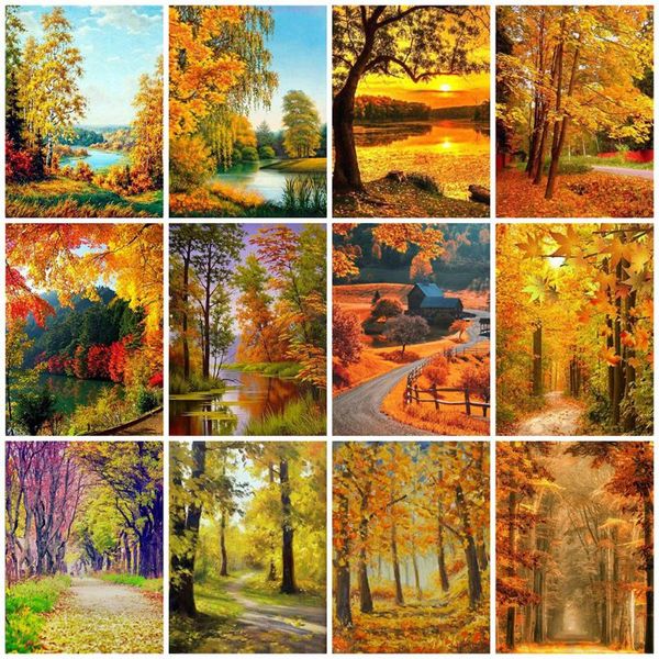 

diamond painting evershine tree cross stitch kits embroidery full square drill landscape mosaic autumn rhinestones art