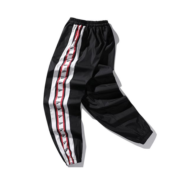 

pants harem jogger men women hip hop fashion casual track trousers streetwear harajuku hipster stripe sweatpants men's pants c0222, Black