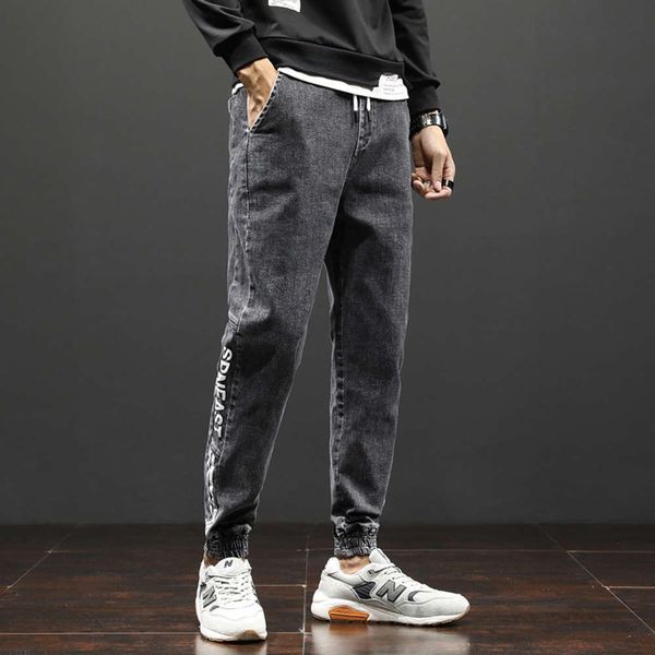 

brand jeans long pants korean fashion binding feet autumn and winter harlan waist loose elastic men's clothingwinter, Blue