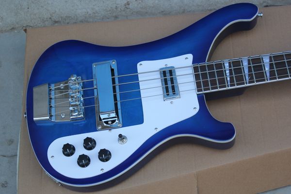 Özel 4 dizeleri mavi patlama 4003 elektrik bas gitar krom donanım, üçgen paspas klavye kakma, en çok satan