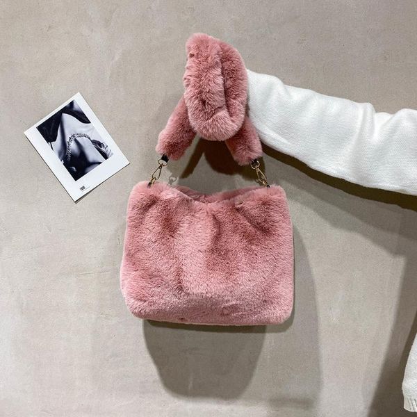

drop shipping winter handbag designer women's plush shoulder bags soft fur hobo handbag women large capacity purse lady sac 2021