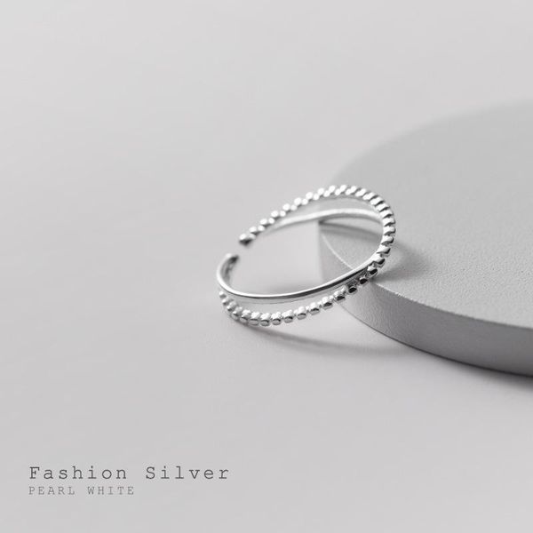 

cluster rings solid 925 sterling silver adjustable for women teen girls cross beads korean fashion minimalist jewelry drop 2021, Golden;silver