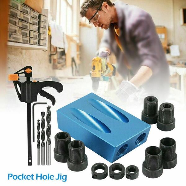 

power tool sets 15pcs professional diy with clamp tools oblique drill angle locator multifunction pocket hole jig kit woodworking durable
