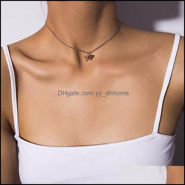 

chains & pendants jewelrychains fashion tiny choker goth gilded butterfly star necklace for women elegant romantic aesthetic pendant necklac, Silver