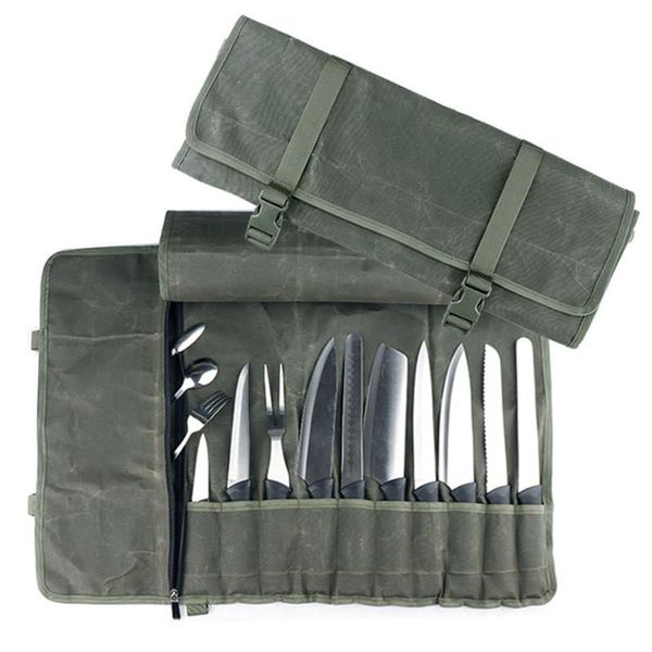 

storage bags kitchen chef knife bag portable canvas carrying roll can stores 10 knives,chef cooking tool tableware organizer
