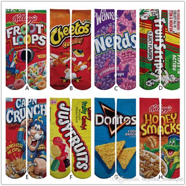 

new 3d printed one side cartoon women girl socks long socks girls animated and 3d printing 12 inch sports stocking 17 colors, Black;white