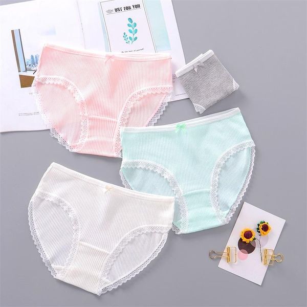 

women's panties 4pcs cotton breathable briefs solid soft seamless underwear female intimate brief, Black;pink
