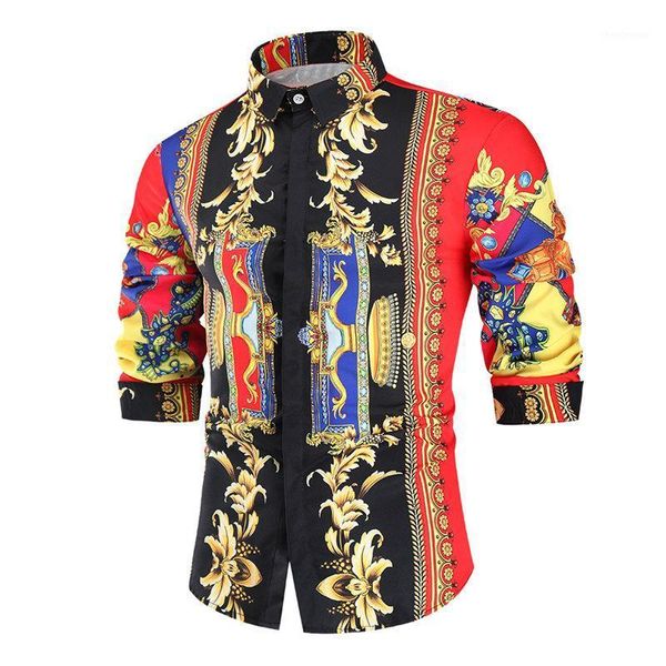 

men's dress shirts plus size -4xl men 2021 autumn chemise homme luxury british floral long sleeve slim fit club prom party tuxedo shir, White;black