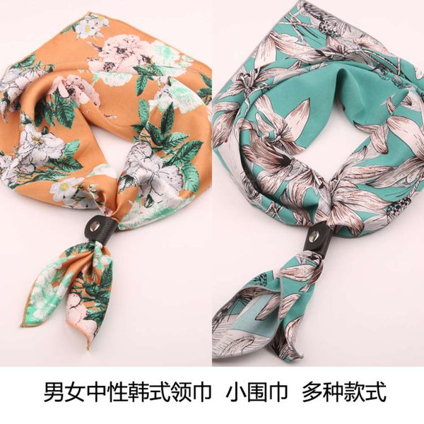 

square female male spring autumn professional decoration korean fashion small scarf printing, Blue;black