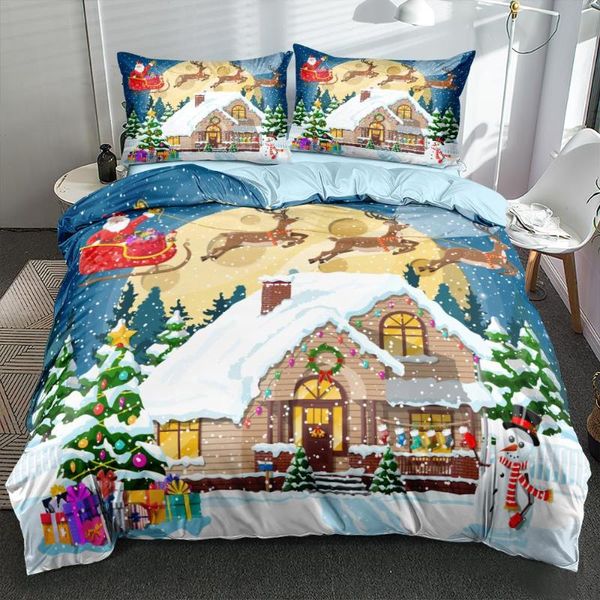 

bedding sets 3d white duvet cover bags pillow cases full twin single double size father christmas home textile