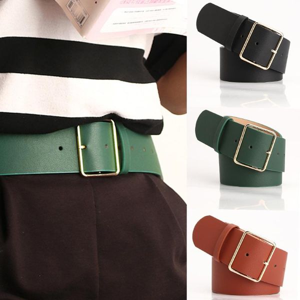 

belts women pu leather belt 2021 square buckle pin jeans black chic ladies vintage strap female waistband, Black;brown