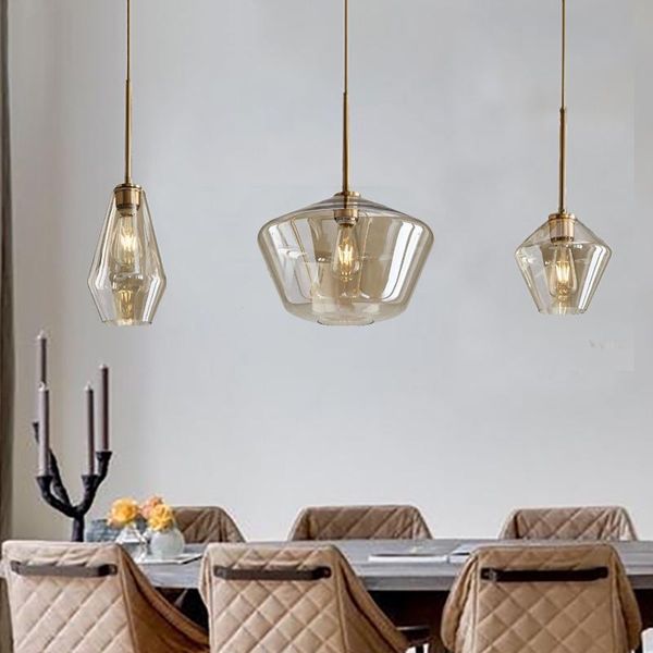 

pendant lamps nordic modern glass lights fixtures copper led hanging lamp for kitchen restaurant living room bedroom e27