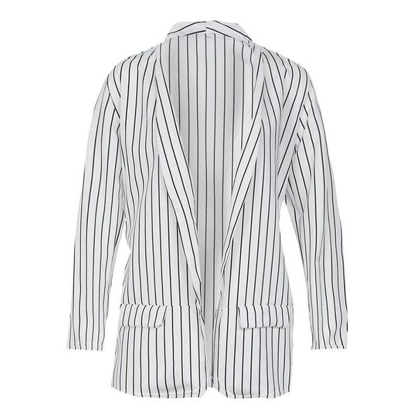 

women's suits & blazers european beauty spring and autumn small suit fashion casual wild loose open long-sleeved striped jacket black w, White;black