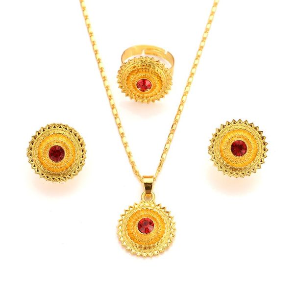 

earrings & necklace lingxiu ethiopian set jewelry pendant /earrings/ring gold color africa bride wedding eritrea party birthday gift, Silver
