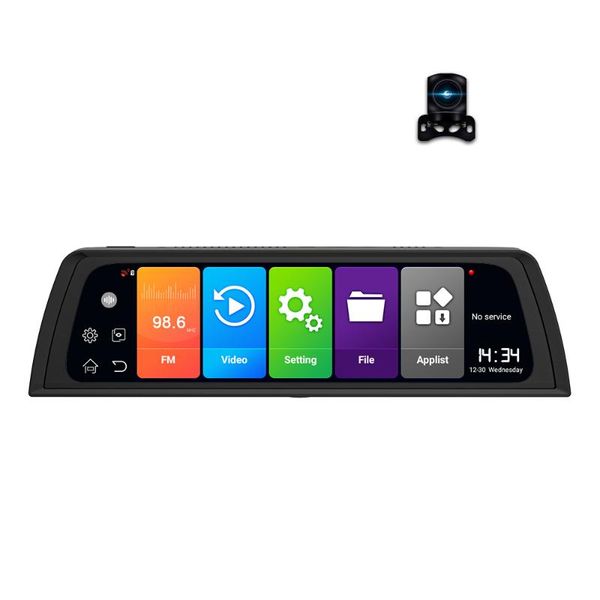 

car video 10-inch wifi 1080p dual dash cam front rear android mirror with 4g running driving recorder system