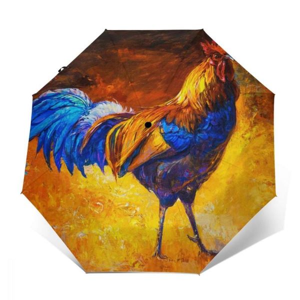 

umbrellas automatic umbrella rooster modern impressionism three-fold women men rain