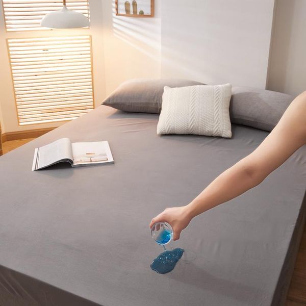 

sheets & sets solid color smooth waterproof mattress protector for box spring cover bed bug proof hypoallergenic pad sheet